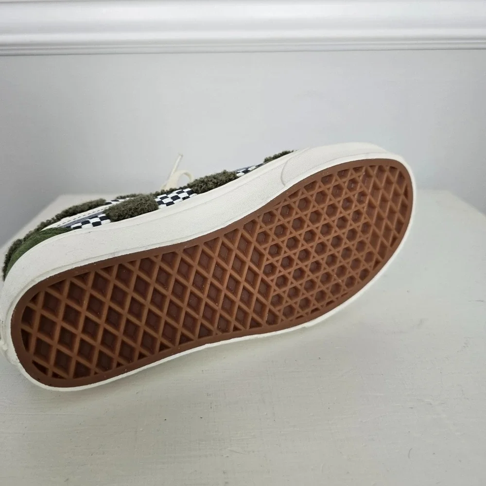 Vans Old Skool Youth Tufted Check Skater Shoes Loden Green Sz 3.5 Minecraft Vibe